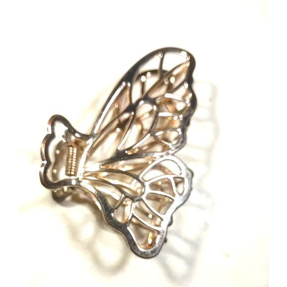 Butterfly Wings Gold Tone Alligator Clip Barrette Metal - Picture 5 of 6